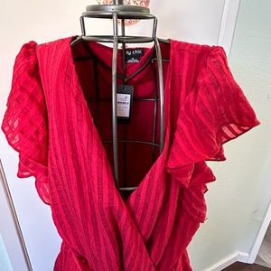 Red wrap blouse City Chic NWT